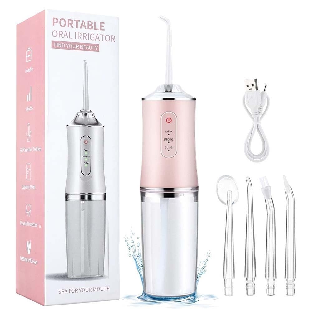 Electric Water Flosser Cordless Oral Irrigator with 4 Tips and USB Rechargeable