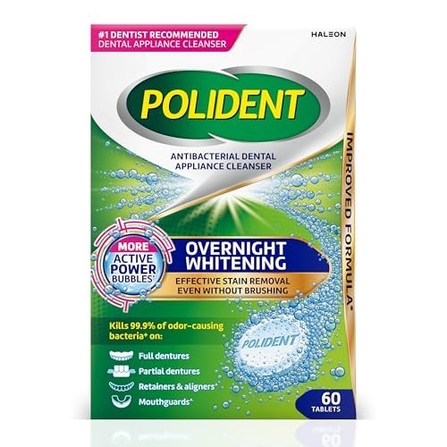 Denture & Mouthguard Cleaning Tablets - Antibacterial Whitening, 60 Count