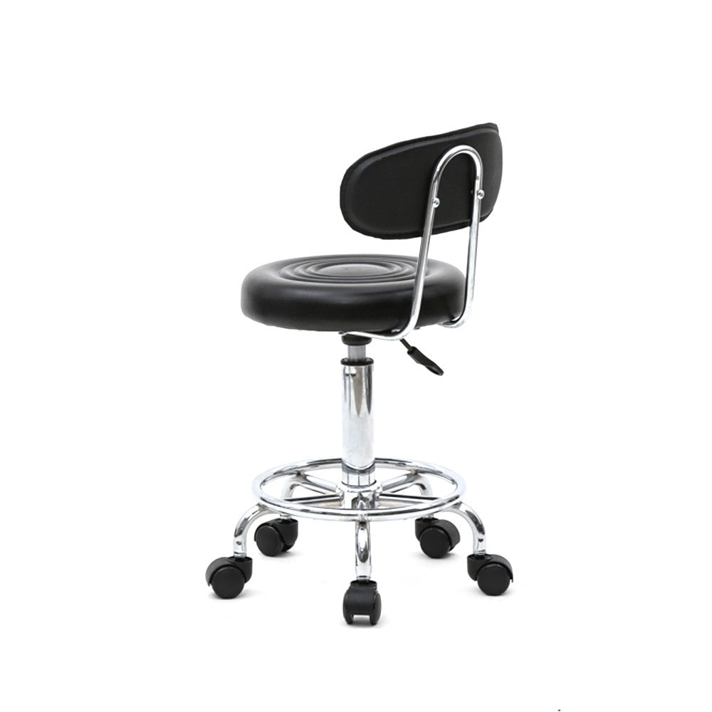 Adjustable Hydraulic Salon Stool with Backrest - Swivel Garage Chair
