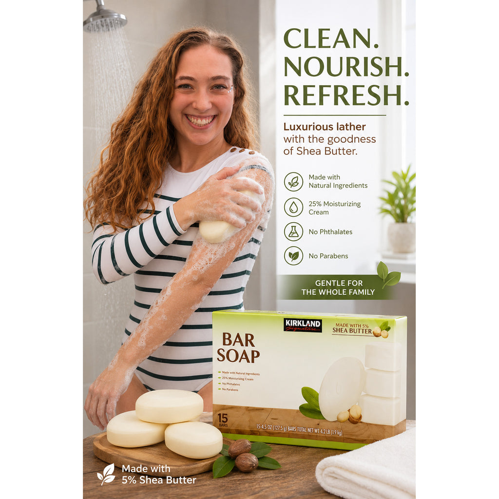 Shea Butter Bar Soap 15-Pack - Moisturizing Plant-Based Skin Care