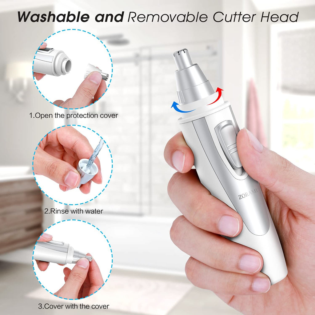 Waterproof Ear Nose & Eyebrow Hair Trimmer - Painless Facial Grooming Device
