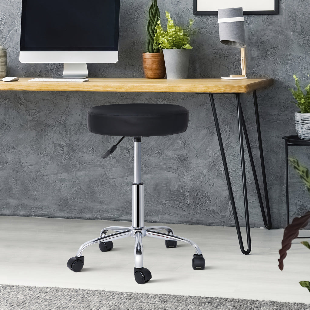 Adjustable Height Swivel Salon & Spa Stool with Thick Faux Leather Padding
