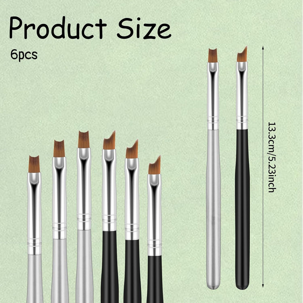6-Piece Nail Art Brush Set for French Tips UV Gel & Acrylic Painting