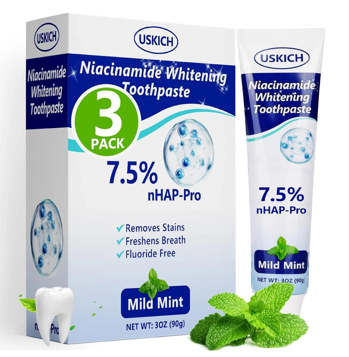 Nano-Hydroxyapatite Whitening Toothpaste 3 Pack - Gentle Enamel Care & Fresh Breath