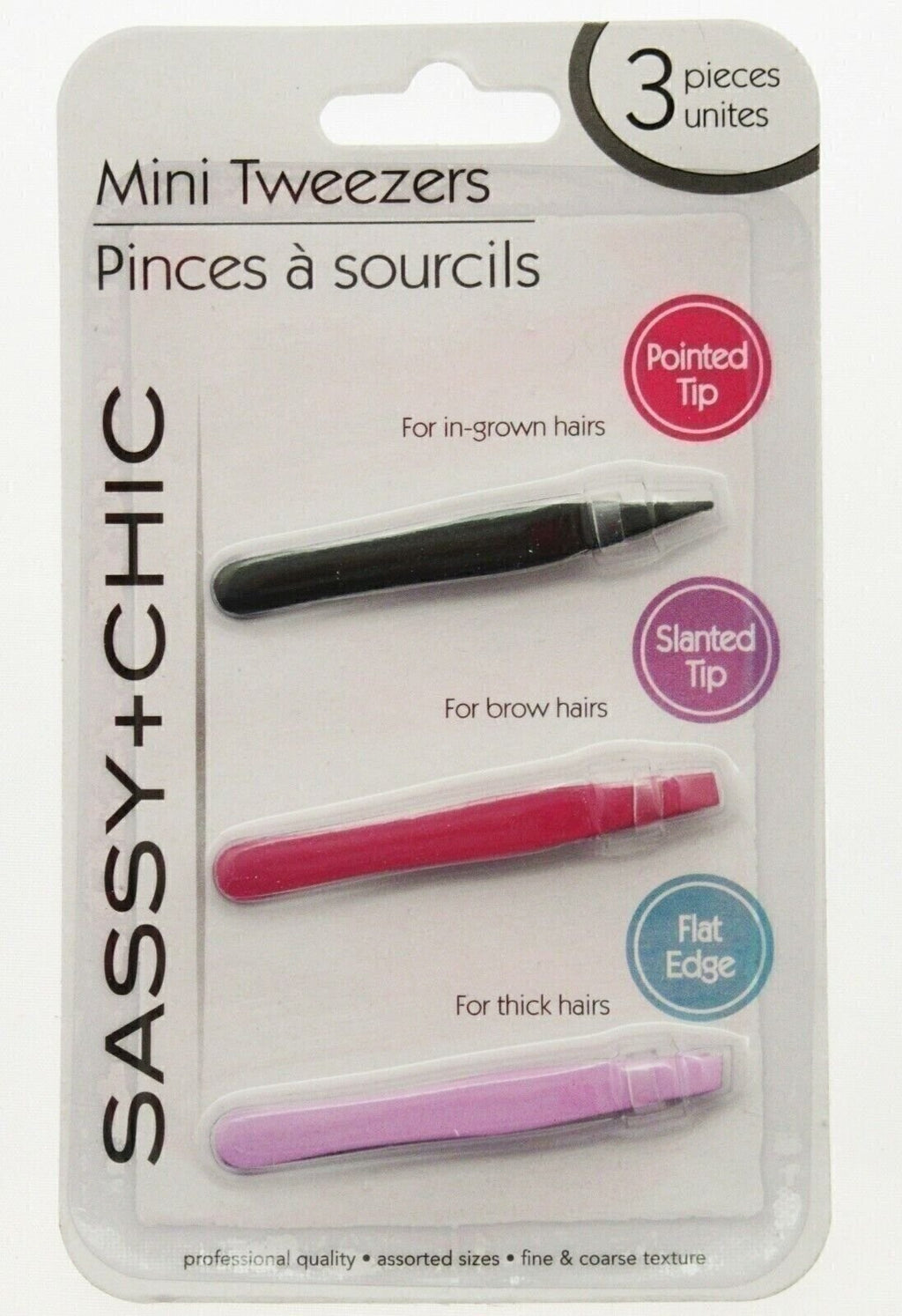 Mini Tweezers Set - 3-Piece Eyebrow, Thick Hair & Ingrown Hair Removal