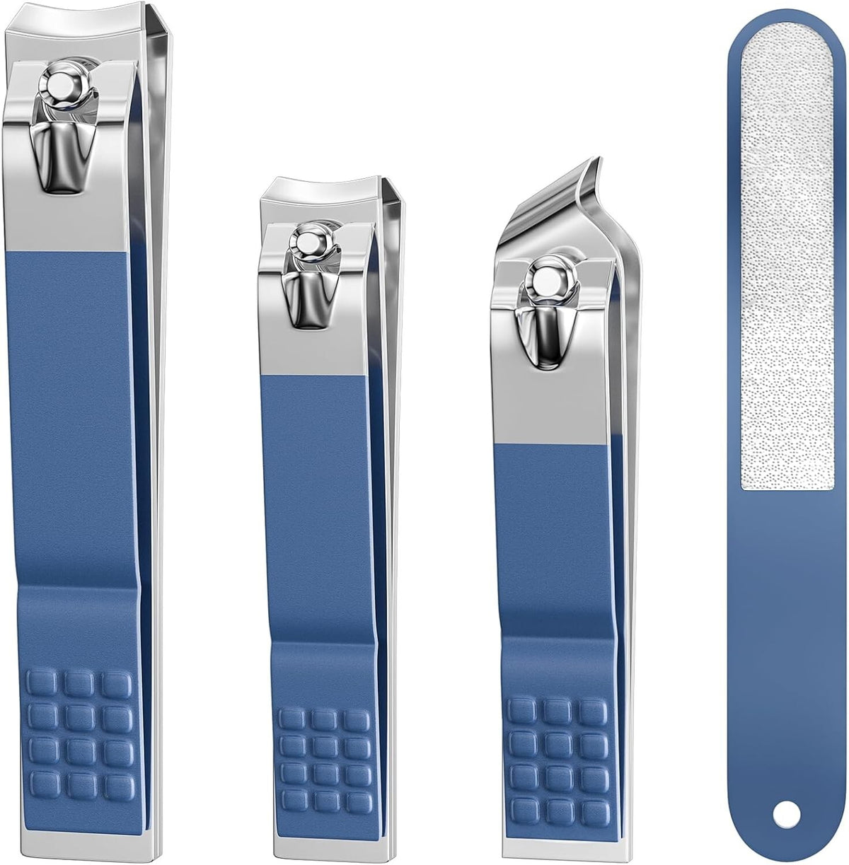 4-Piece Nail Clipper Set with Toenail, Fingernail & Nail File - Ultra Sharp & Ergonomic