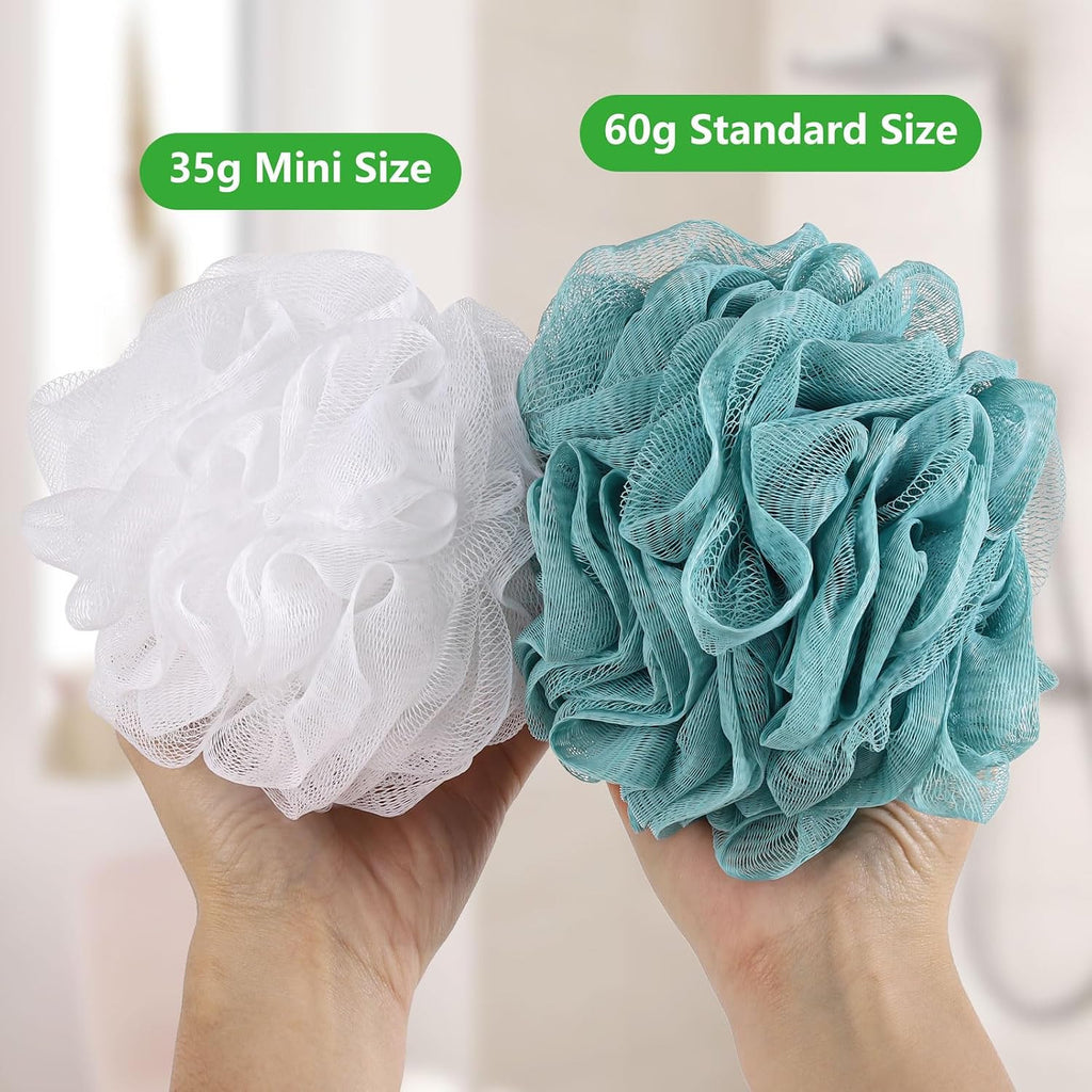 8Pcs Small Travel-Size Loofah Bath Sponges Mesh Pouf Exfoliating Shower Puff