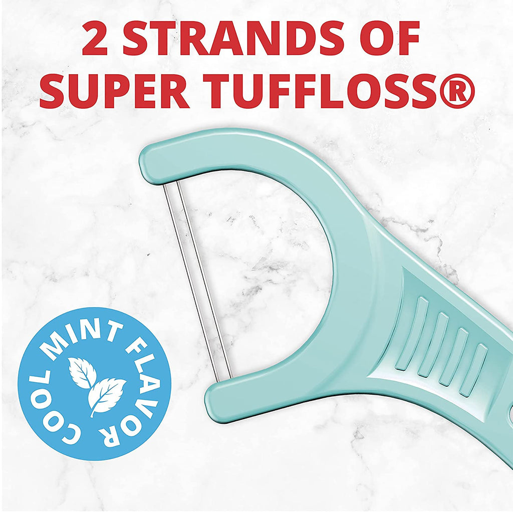 Dental Floss Picks 600 Count - Twin-Line Dual Action Flossers with Tartar Remover & Mint Flavor