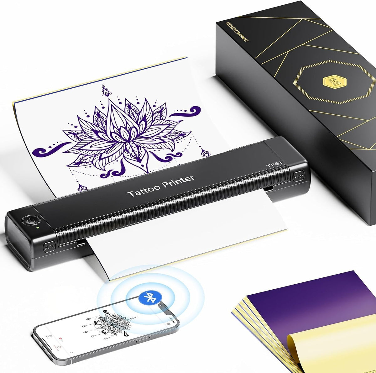 Tattoo Stencil Printer TP81 with 10 Papers — Bluetooth Tattoo Transfer Machine
