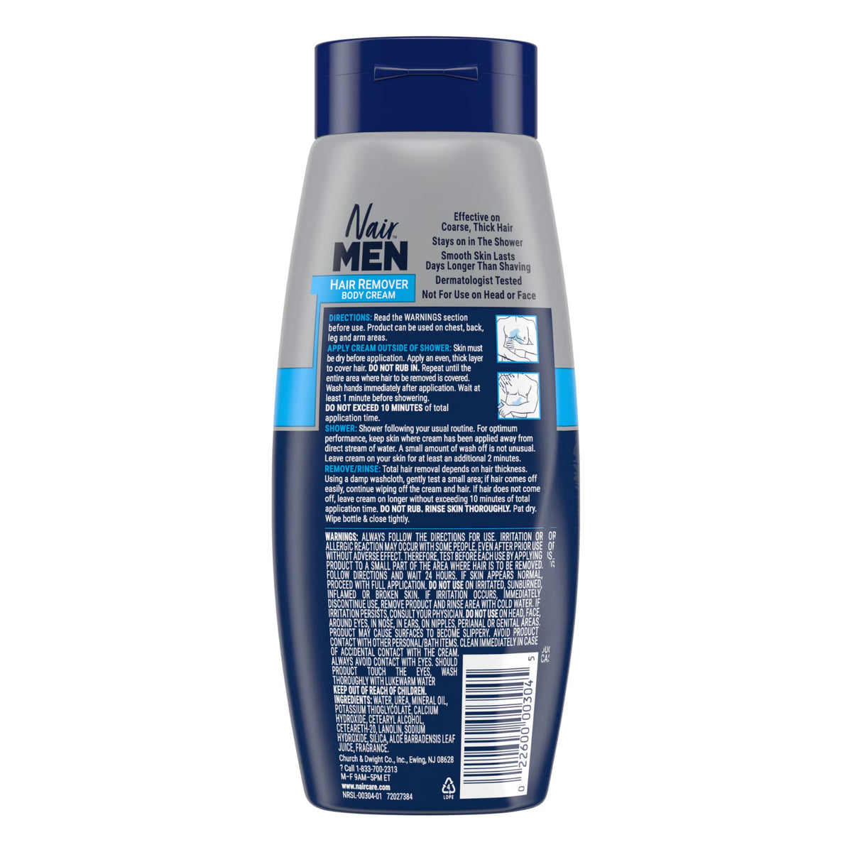 Men's Hair Removal Cream 12oz - Painless Body Hair Removal for Chest, Back, Arms & Legs
