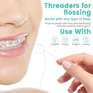 Dental Floss Threader Set for Bridges & Braces - 400 Count with Travel Cases