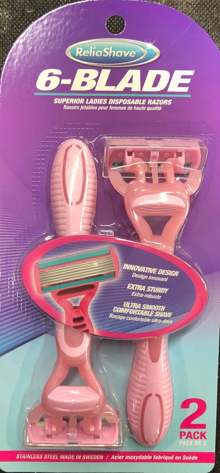 Disposable Ladies Razor Set - 6-Blade Stainless Steel Shaving Razors, 5 Pack