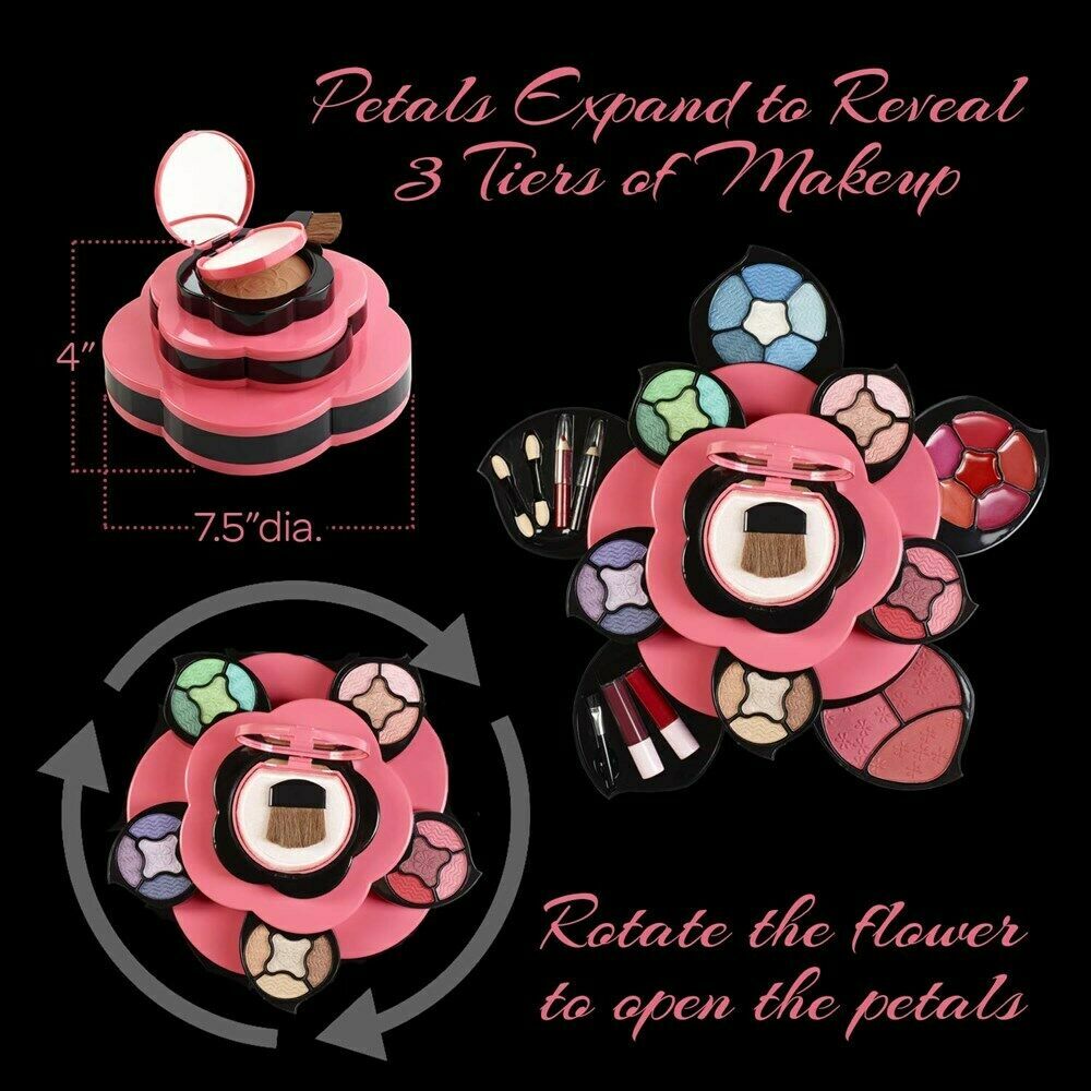 Flower Makeup Kit for Teens and Women - 40+ Colors, Expandable Petal Design