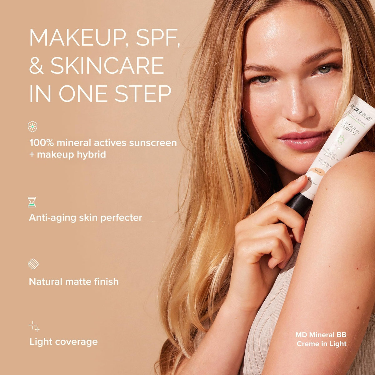Mineral BB Cream SPF 50 Sunscreen Dark Tinted Lotion with Broad Spectrum Protection