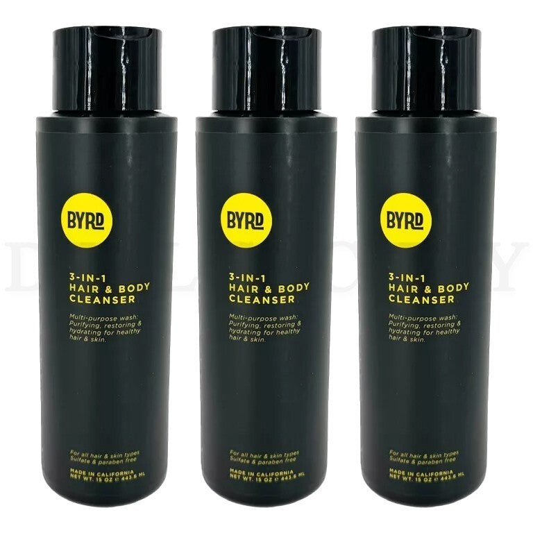 3-Pack Coconut Sea Salt 15oz Hair & Body Cleanser - All-in-One Refreshing Wash