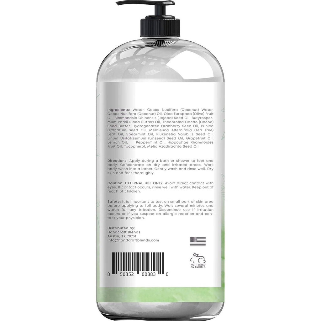 Tea Tree Mint Body Wash - Extra Strength Natural Cleansing for Skin & Foot Care