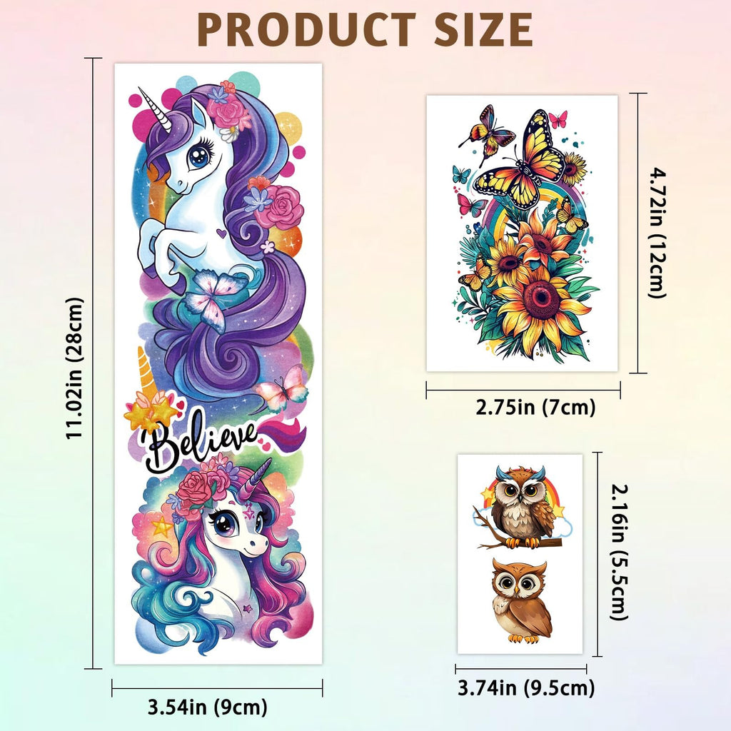 Kids Full Arm Sleeve Temporary Tattoos for Boys – 52-Piece Set