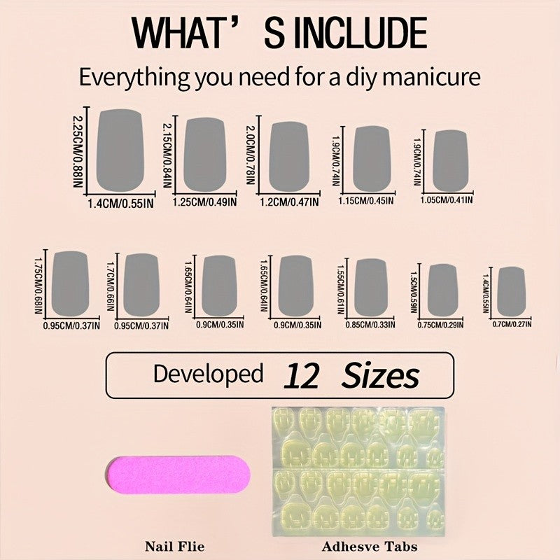 Assorted Glitter Gradient Geometric Press-On Nails Set - Reusable 216 Pieces