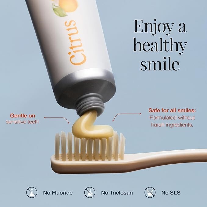 Fluoride-Free Prebiotic Toothpaste with Citrus Flavor - Natural Oral Care 3.4 oz