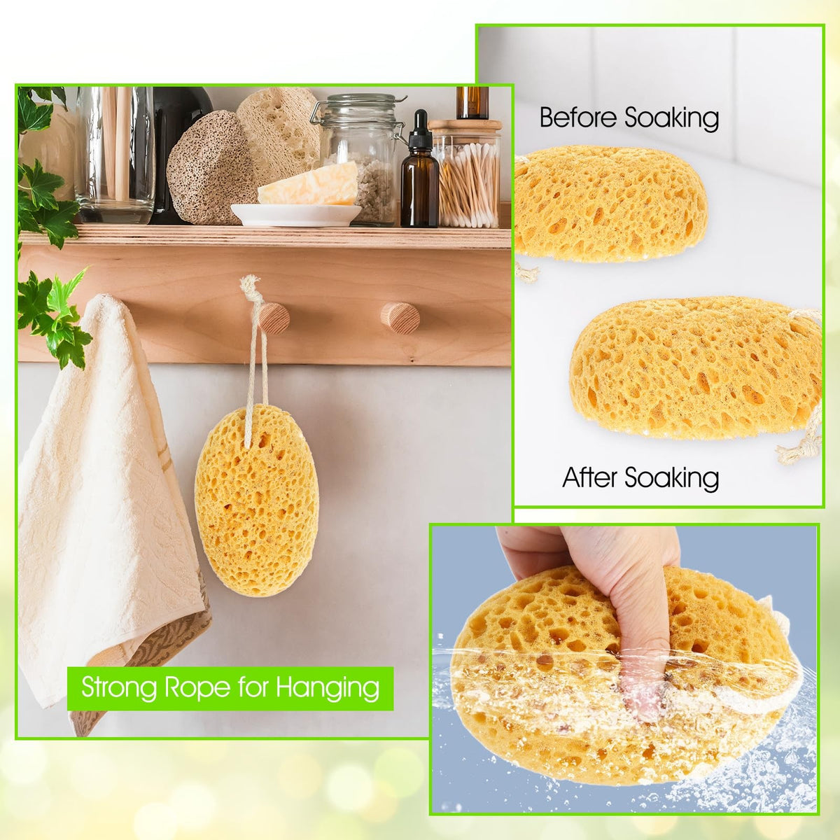 Large Soft Exfoliating Body Scrubber - 2 Pack Shower Sponges for Sensitive Skin