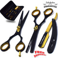 Professional 5.5 Inch Hair Cutting & Thinning Scissors Set with Free Razor & Tweezers