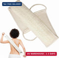 Long Natural Loofah Back Scrubber for Shower, Exfoliating Body Sponge with Cotton Handles - 33 Inch