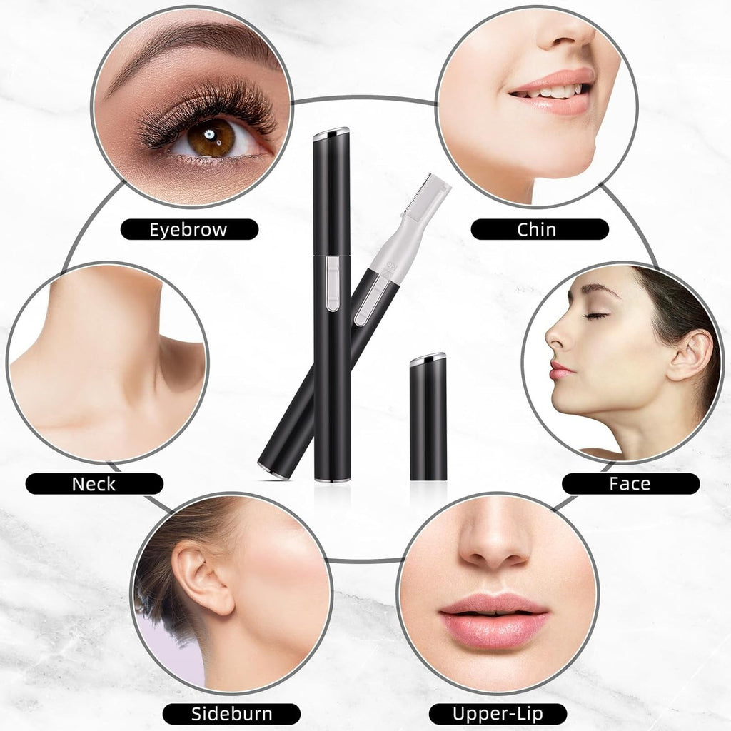 Electric Eyebrow Trimmer Set with Adjustable Comb - Portable Mini Razors