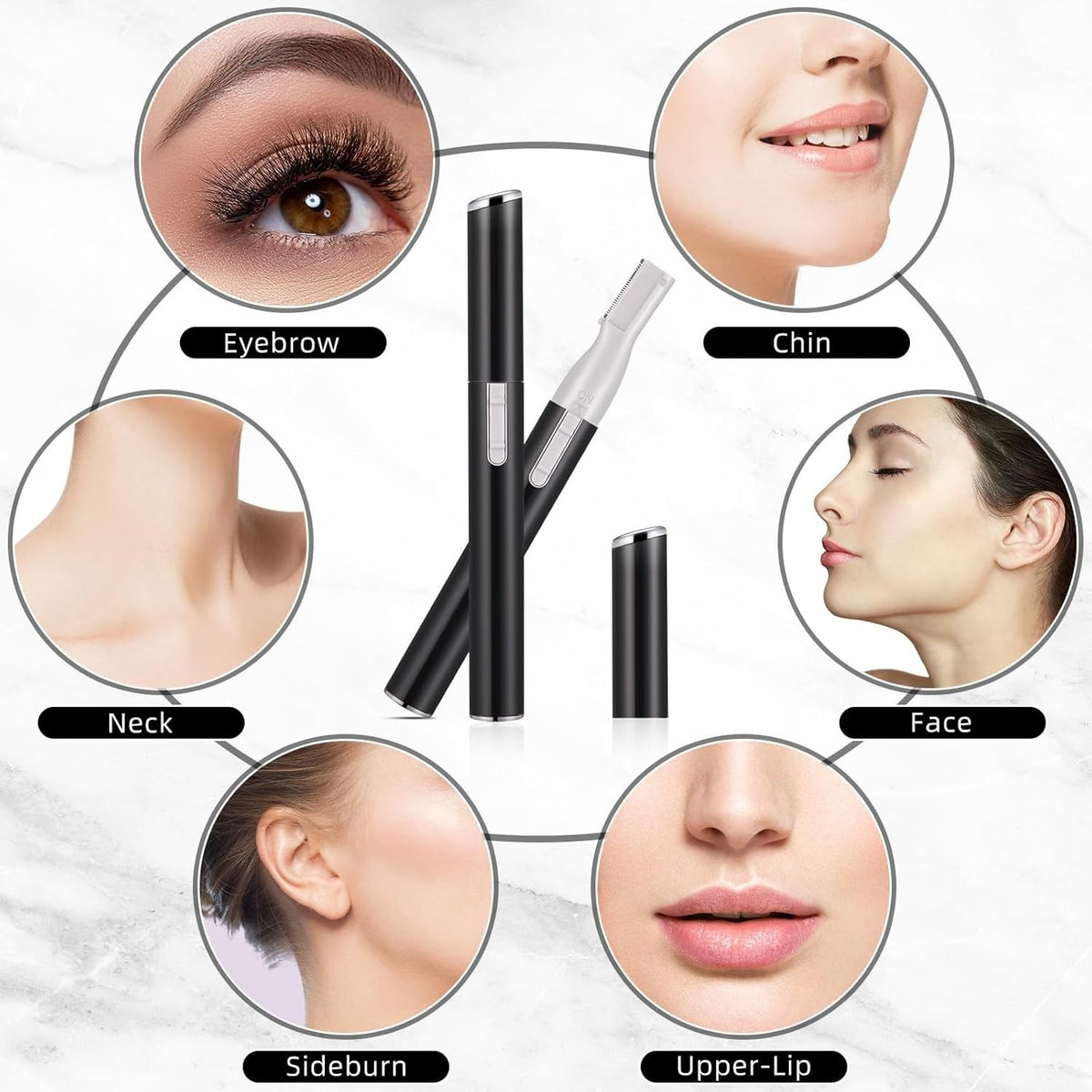 Electric Eyebrow Trimmer Set with Adjustable Comb - Portable Mini Razors
