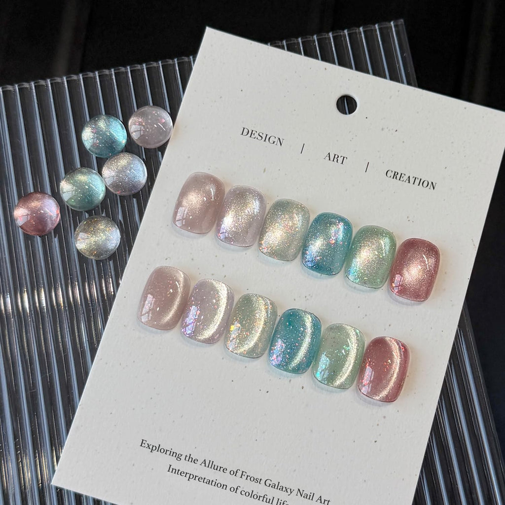 Glitter Cat Eye Gel Nail Polish Set - 6 Colors, Long-Lasting & Dazzling