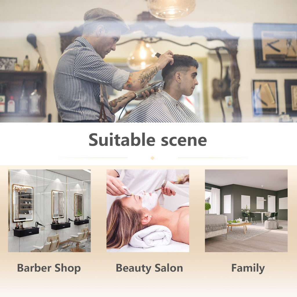 Wall-Mounted Barber Styling Station with Lockable Drawer for Hair Salon