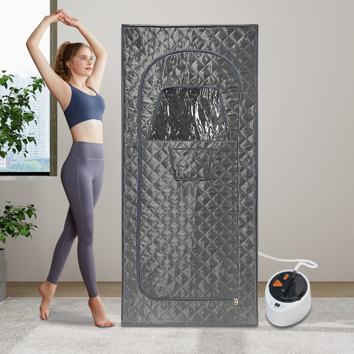 Portable Steam Sauna Tent with 2.6L Steamer & Folding Chair Gray