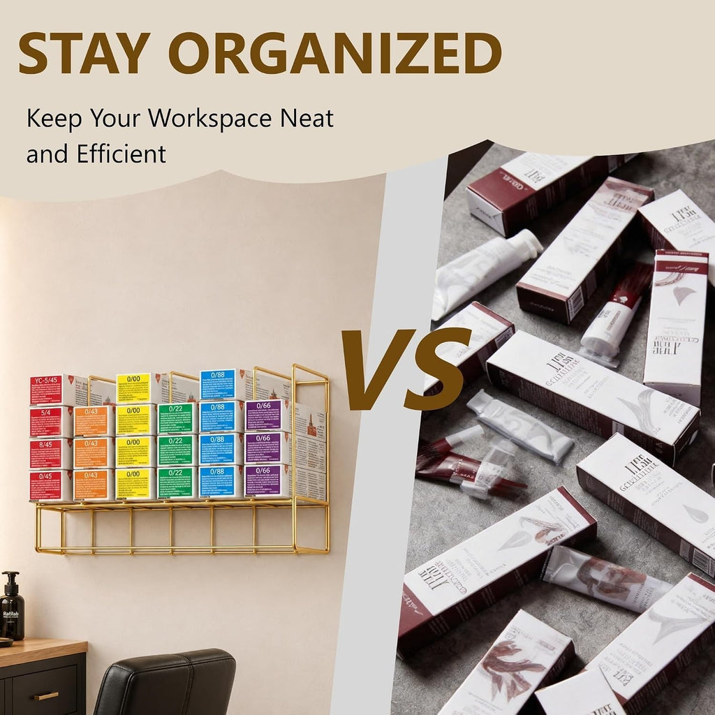 Wall Mounted Hair Color Storage Racks - Metal Organizers for Salon & Home