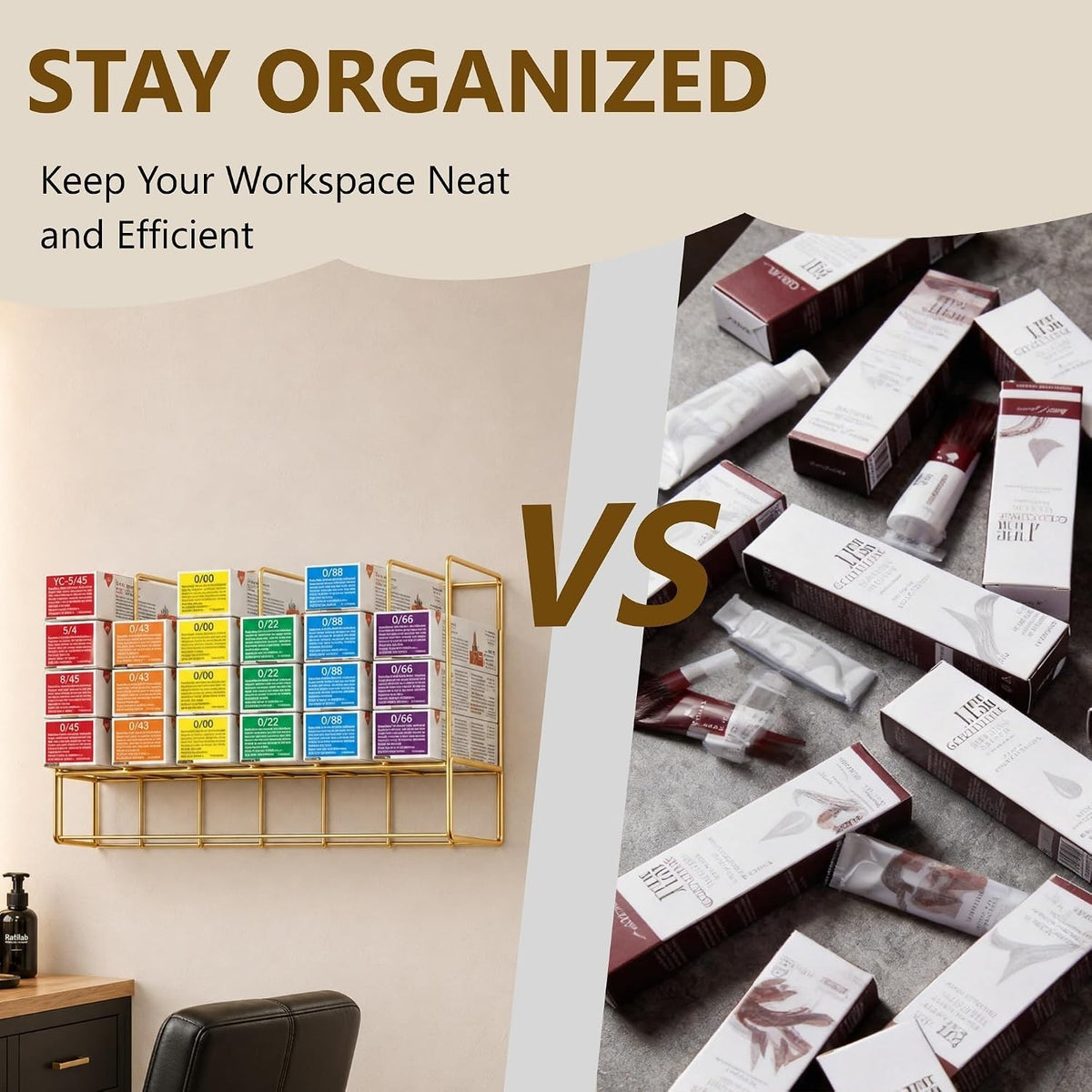 Wall Mounted Hair Color Storage Racks - Metal Organizers for Salon & Home