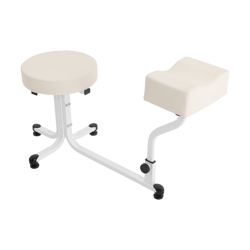 Pedicure Stool with Footrest for Nail Salon & Spa Use - Modern White