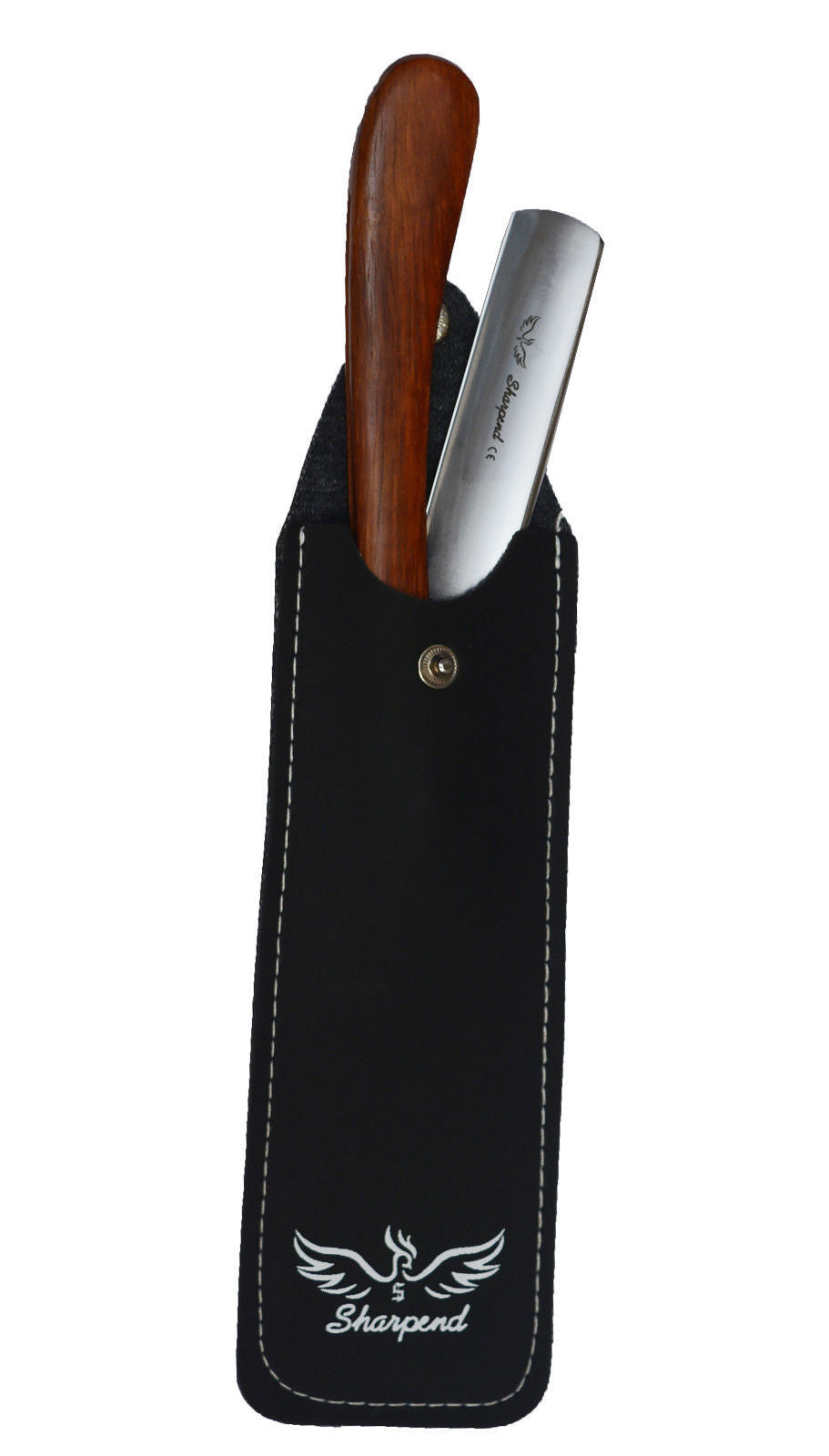 Stainless Steel Straight Razor with Wooden Handle & 10 Blades for Barbershop Shaving