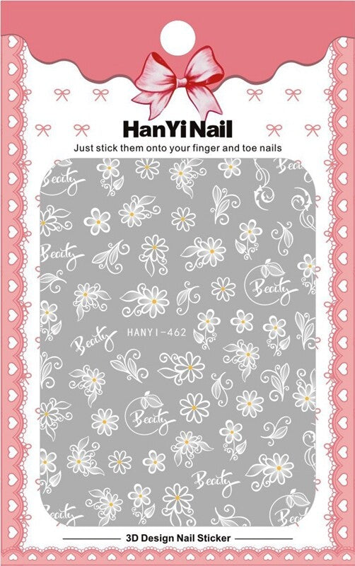Nail Art Stickers Floral Butterfly Daisies White Daisy Branch Design