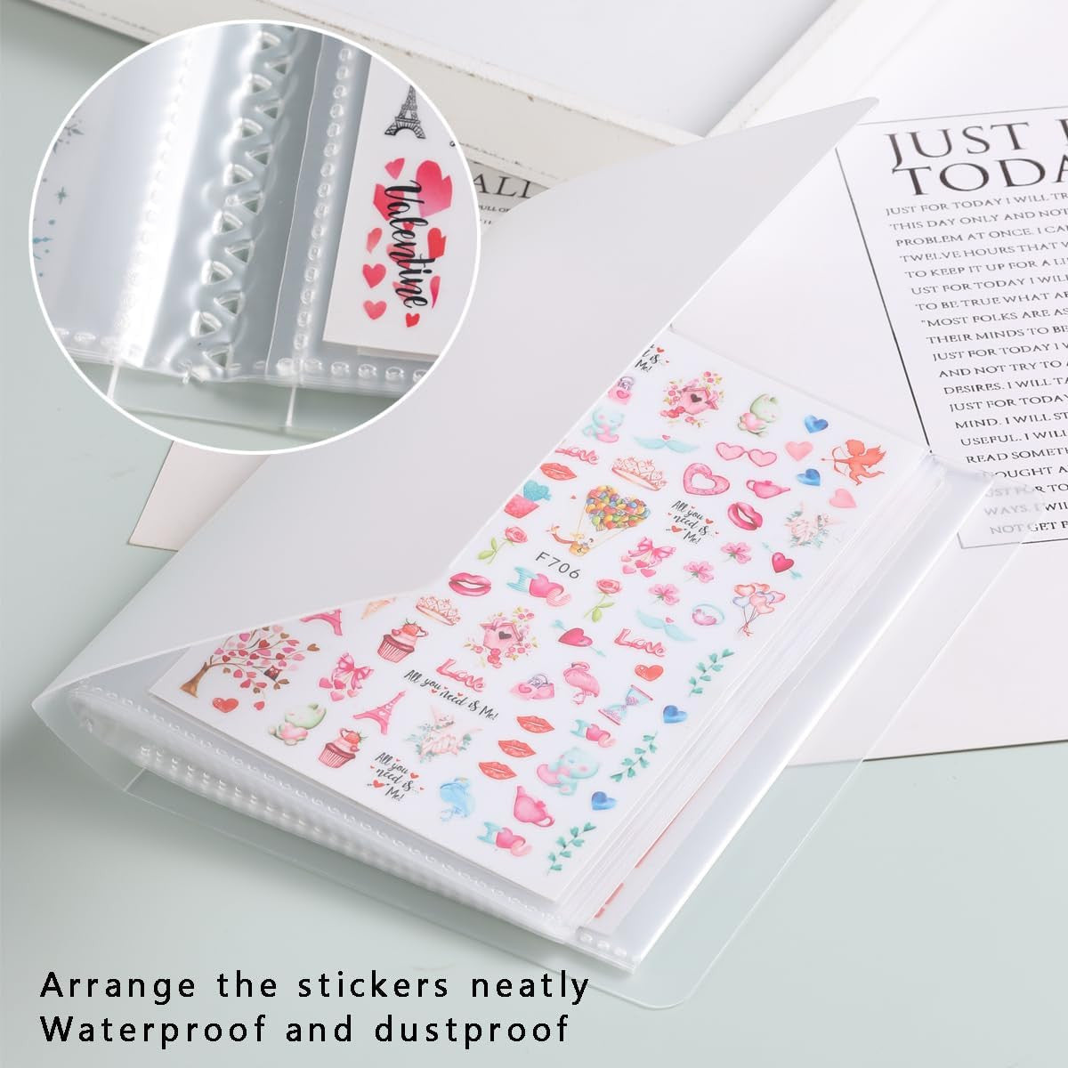 Nail Sticker Organizer Book - 40 Slots Water Decal Storage Case for Nail Art