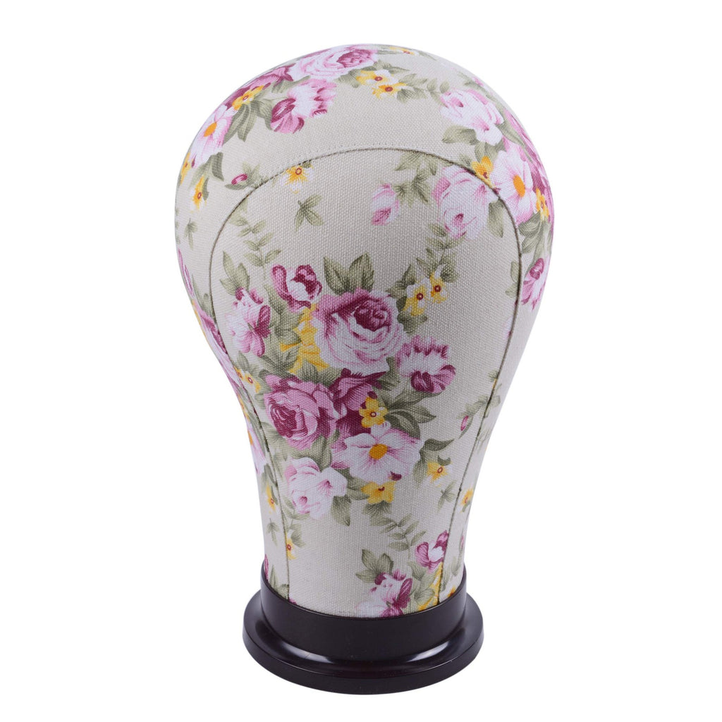 Canvas Mannequin Head for Wig Making and Hair Extensions - Pink Flower
