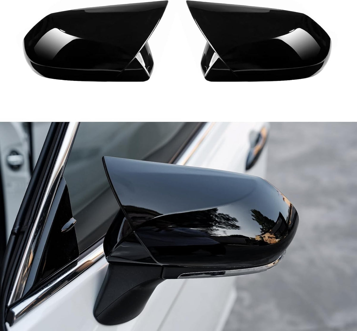 Car Side Mirror Cover Set for Toyota Camry 2018-2025 Glossy Black Protectors