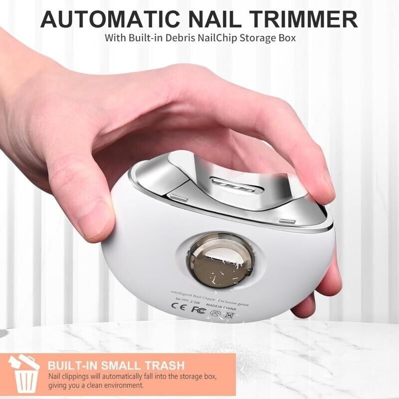 Electric Nail Clipper for Thick Toenails - Safe Pedicure Tool with Storage Box