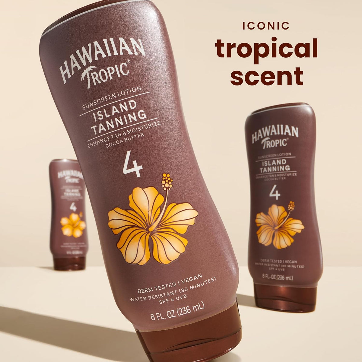 Hawaiian Tropic SPF 4 Tanning Lotion with Shea & Cocoa Butter 8 Fl Oz (2 Pack)