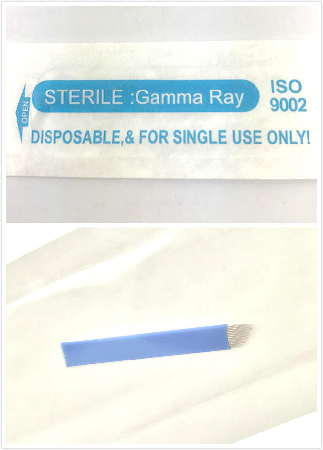 Disposable Microblading Microblades 14/16 Needles 50 Pcs - Flexible Sharp Serrated Eyebrow