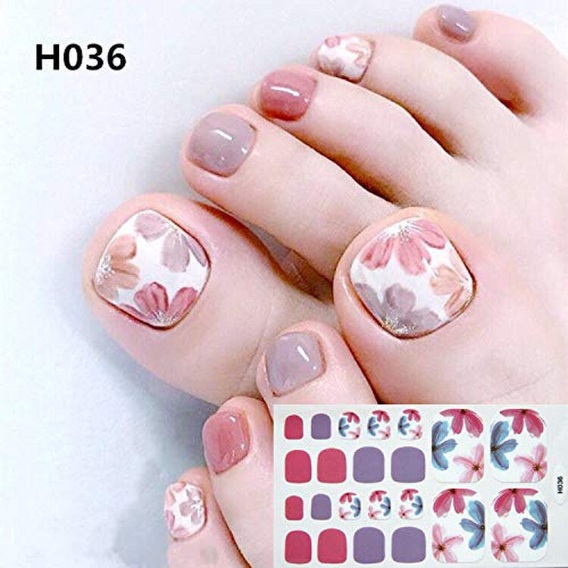 Gradient Toe Nail Polish Strips & Stickers Kit with Nail File - Colorful 20 Sheets