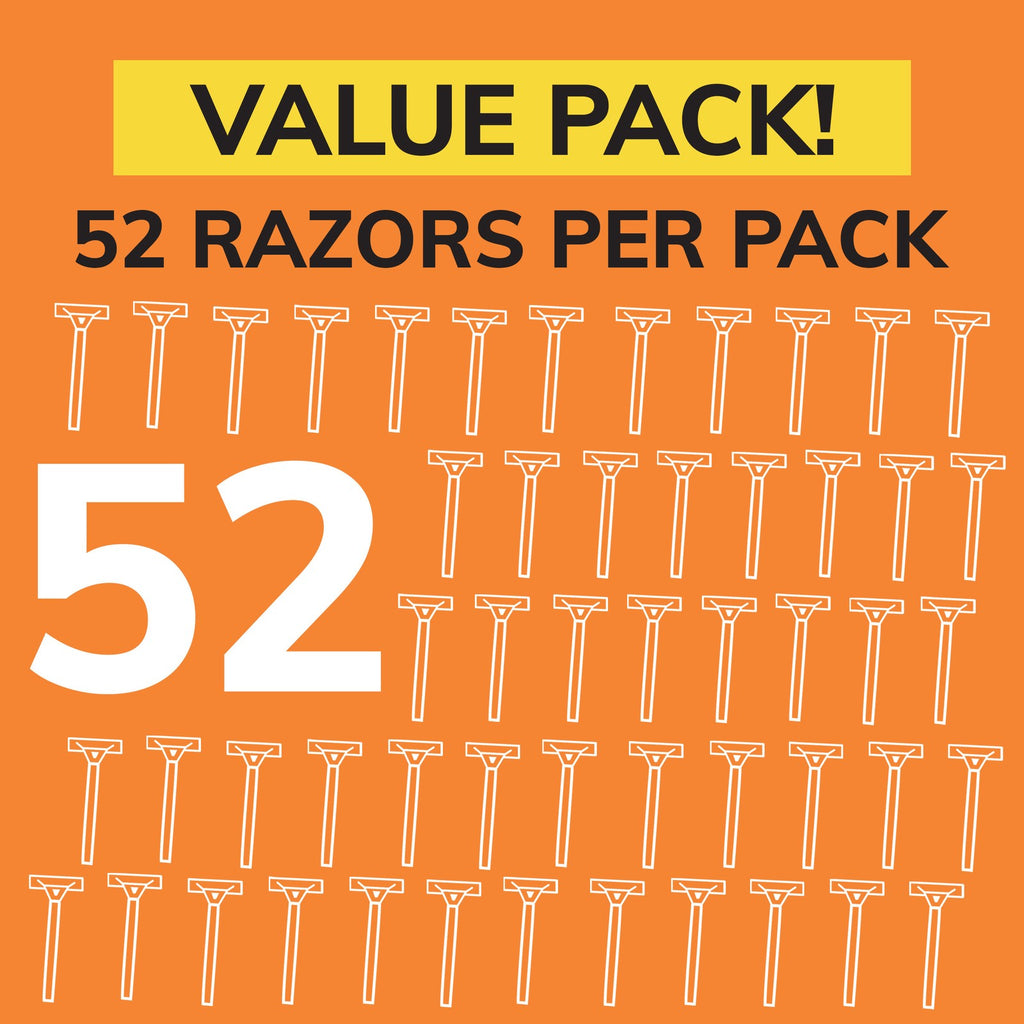 Disposable Men's Razors 52-Pack - Sensitive Skin Single-Blade Shavers