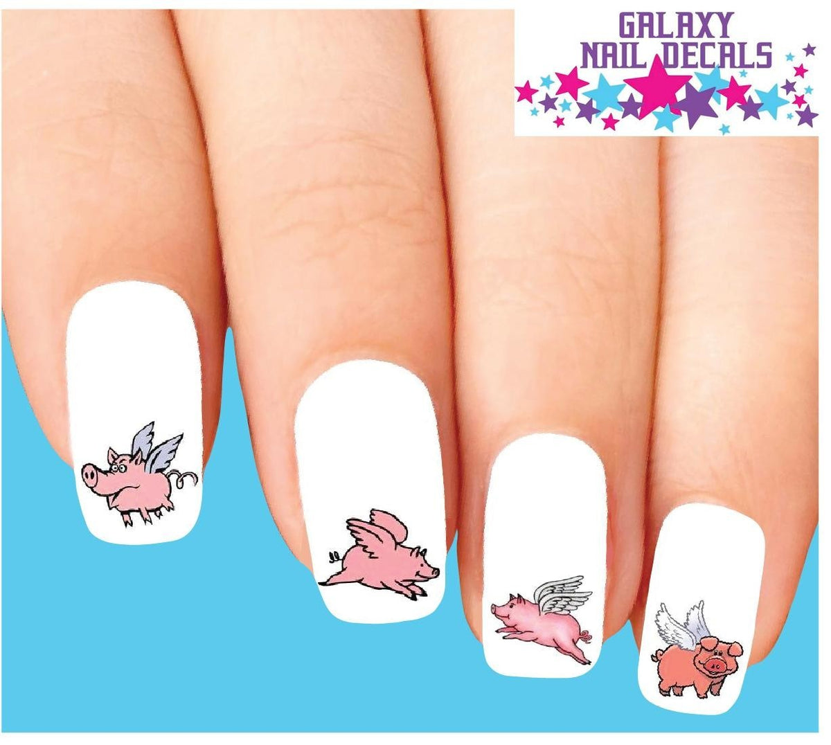 WaterSlide Nail Decals Set of 20 Pigs Can Fly Assorted Nail Art Accessories