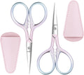 Pink Stainless Steel Eyebrow & Facial Hair Scissors - 2 Pack, 3.5 Inch