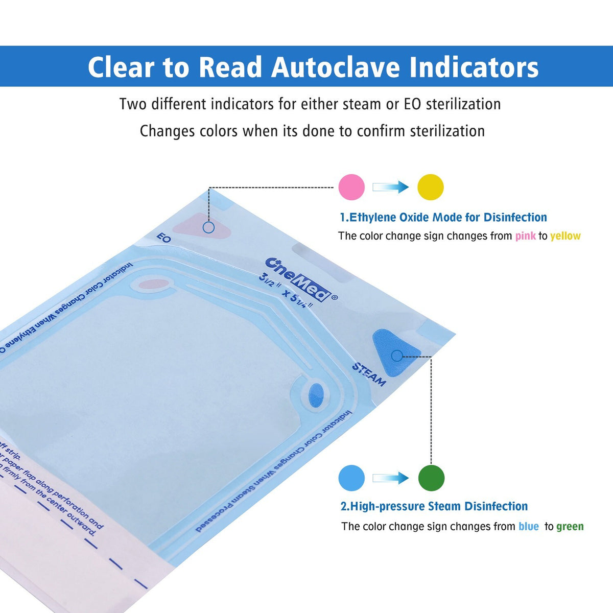 Self-Sealing Sterilization Pouches 5.25 x 10 in for Medical, Dental, Tattoo - 1000 pcs