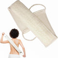 Long Natural Loofah Back Scrubber with Cotton Handles - Exfoliating Shower Body Wash