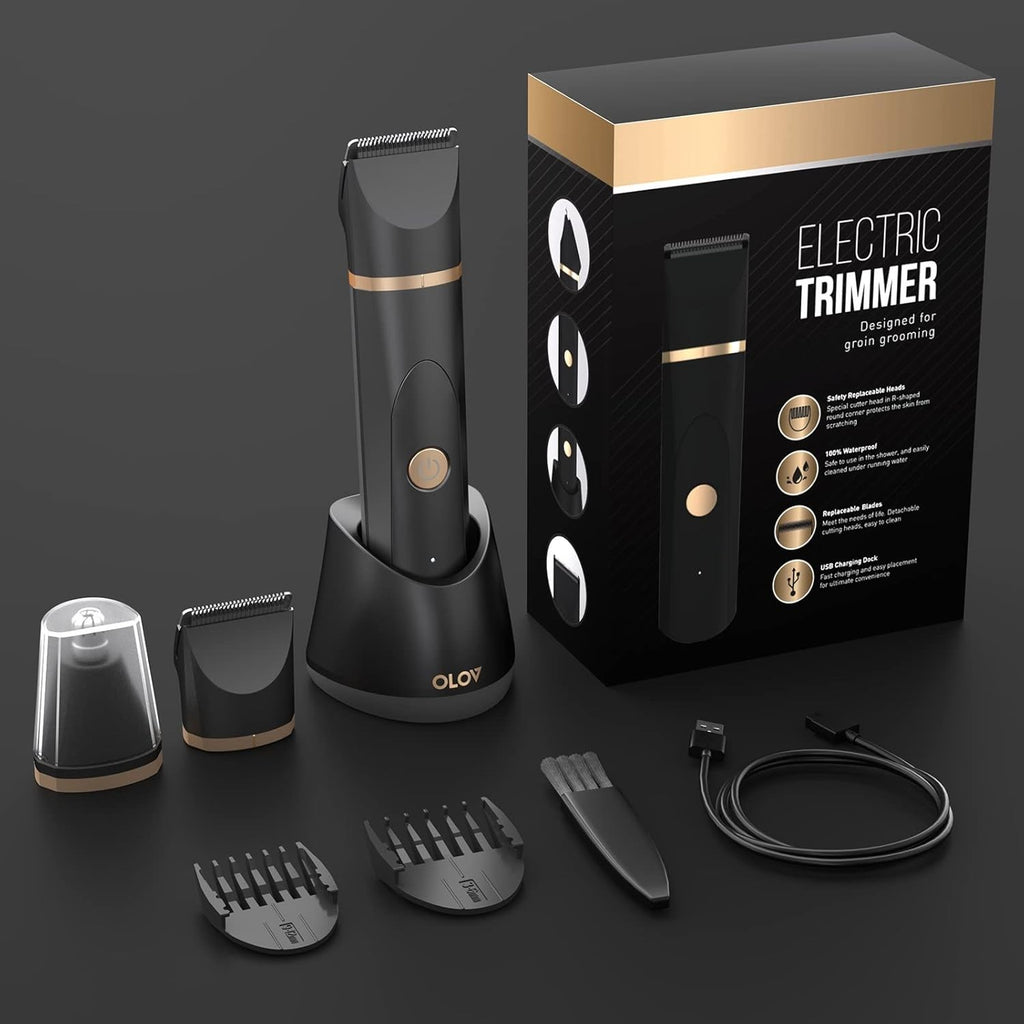 Rechargeable Waterproof Hair and Body Groomer Trimmer Kit with Nose & Replacement Blades