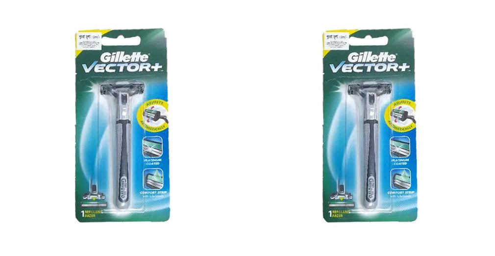 Gillette Vector Men's Razor Handle 2 Pack - Reusable Shaving Razors